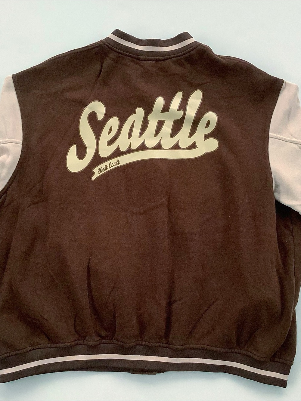 Divided Seattle Script Varsity Jacket - Brown & Cream